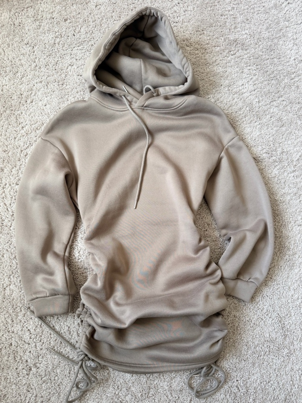 Women's Taupe Drawstring Hoodie Dress